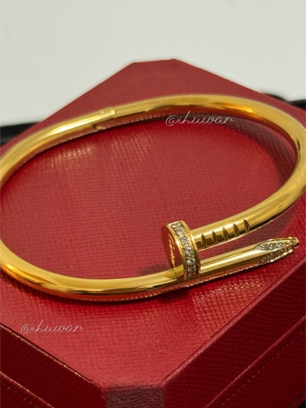 Set of 2 Nail Bangle Bracelet 18k Gold Plated Unisex CZ Statement - Picture 5 of 15